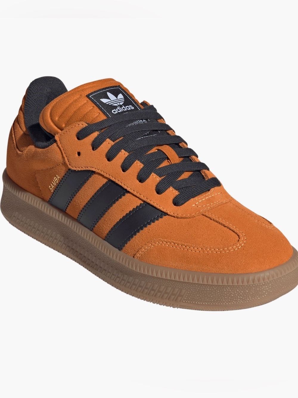 adidas Samba Suede Platform Sneaker in Orange with Black Stripes - women or men